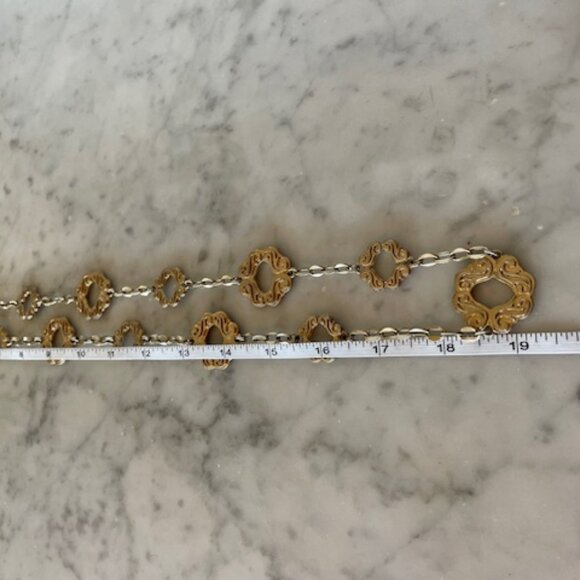 LIA SOPHIA Gold Tone Etched Link Long Necklace Vintage Retired - Picture 12 of 13